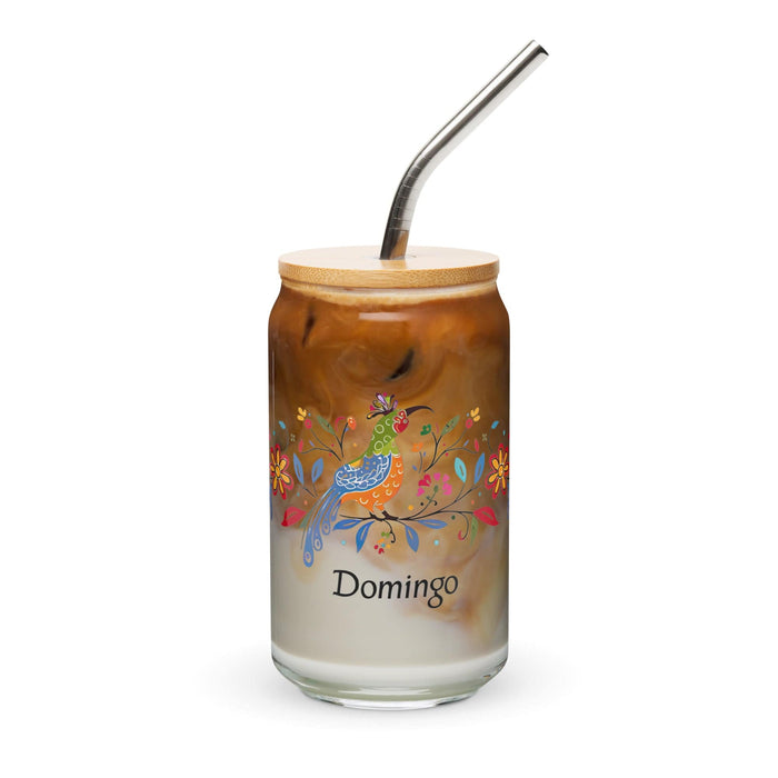 Domingo Exclusive Name Art Piece Can-Shaped Glass Home Office Work Mexican Spanish Pride Gift Cup One-Of-A-Kind Calligraphy Glass | D14 Mexicada