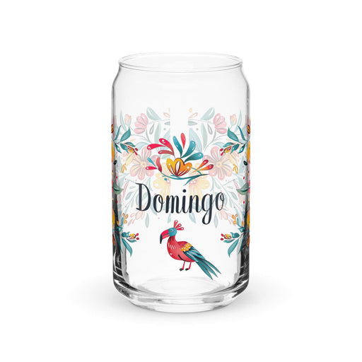 Domingo Exclusive Name Art Piece Can-Shaped Glass Home Office Work Mexican Spanish Pride Gift Cup One-Of-A-Kind Calligraphy Glass | D16 Mexicada 16 oz