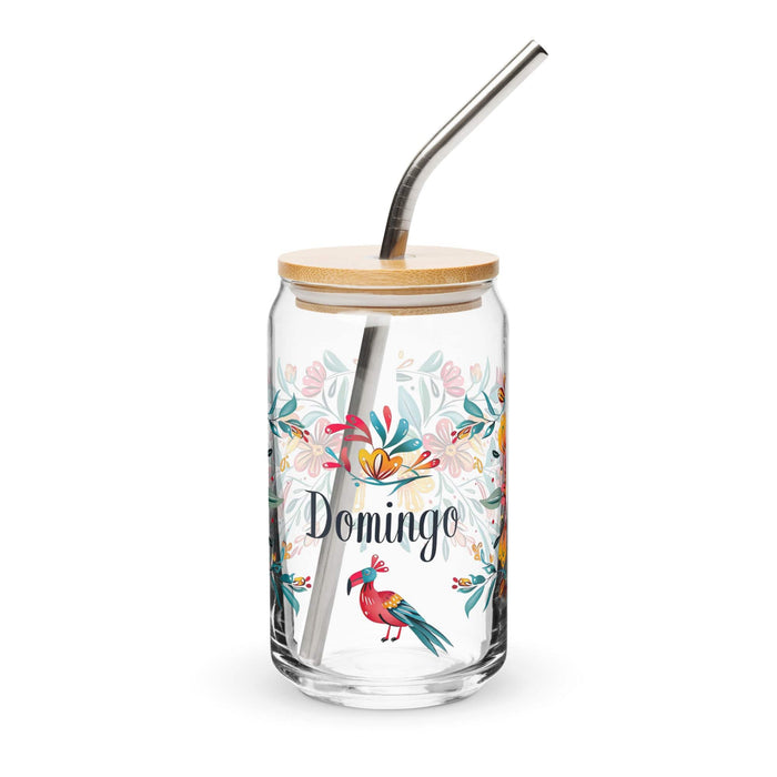 Domingo Exclusive Name Art Piece Can-Shaped Glass Home Office Work Mexican Spanish Pride Gift Cup One-Of-A-Kind Calligraphy Glass | D16 Mexicada 16 oz With Lid & Straw