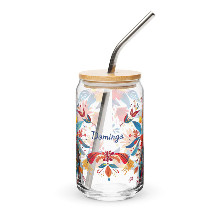 Domingo Exclusive Name Art Piece Can-Shaped Glass Home Office Work Mexican Spanish Pride Gift Cup One-Of-A-Kind Calligraphy Glass | D2 Mexicada 16 oz With Lid & Straw