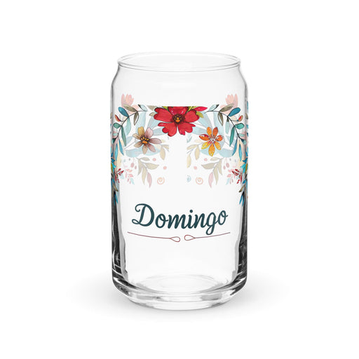 Domingo Exclusive Name Art Piece Can-Shaped Glass Home Office Work Mexican Spanish Pride Gift Cup One-Of-A-Kind Calligraphy Glass | D4 Mexicada 16 oz