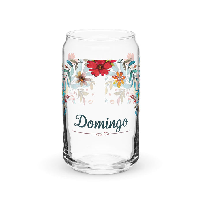 Domingo Exclusive Name Art Piece Can-Shaped Glass Home Office Work Mexican Spanish Pride Gift Cup One-Of-A-Kind Calligraphy Glass | D4 Mexicada 16 oz