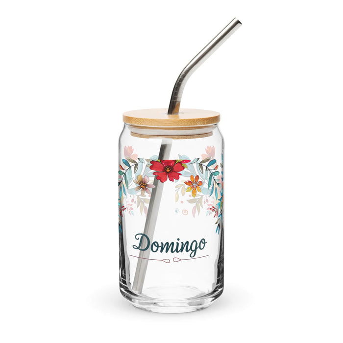 Domingo Exclusive Name Art Piece Can-Shaped Glass Home Office Work Mexican Spanish Pride Gift Cup One-Of-A-Kind Calligraphy Glass | D4 Mexicada 16 oz With Lid & Straw