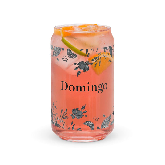 Domingo Exclusive Name Art Piece Can-Shaped Glass Home Office Work Mexican Spanish Pride Gift Cup One-Of-A-Kind Calligraphy Glass | D5 Mexicada