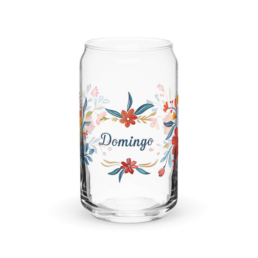 Domingo Exclusive Name Art Piece Can-Shaped Glass Home Office Work Mexican Spanish Pride Gift Cup One-Of-A-Kind Calligraphy Glass | D6 Mexicada 16 oz