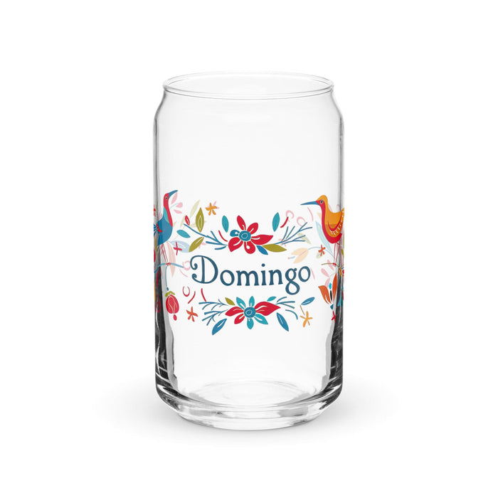 Domingo Exclusive Name Art Piece Can-Shaped Glass Home Office Work Mexican Spanish Pride Gift Cup One-Of-A-Kind Calligraphy Glass | D7 Mexicada 16 oz