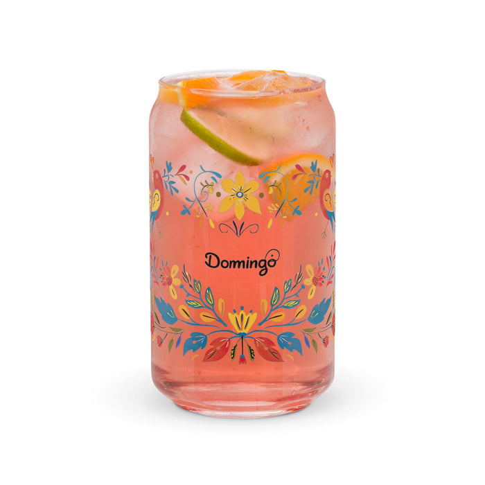 Domingo Exclusive Name Art Piece Can-Shaped Glass Home Office Work Mexican Spanish Pride Gift Cup One-Of-A-Kind Calligraphy Glass | D8 Mexicada