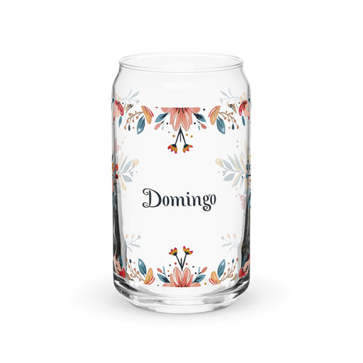 Domingo Exclusive Name Art Piece Can-Shaped Glass Home Office Work Mexican Spanish Pride Gift Cup One-Of-A-Kind Calligraphy Glass | D9 Mexicada 16 oz