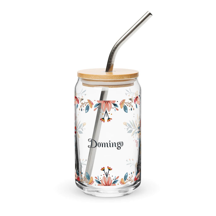 Domingo Exclusive Name Art Piece Can-Shaped Glass Home Office Work Mexican Spanish Pride Gift Cup One-Of-A-Kind Calligraphy Glass | D9 Mexicada 16 oz With Lid & Straw