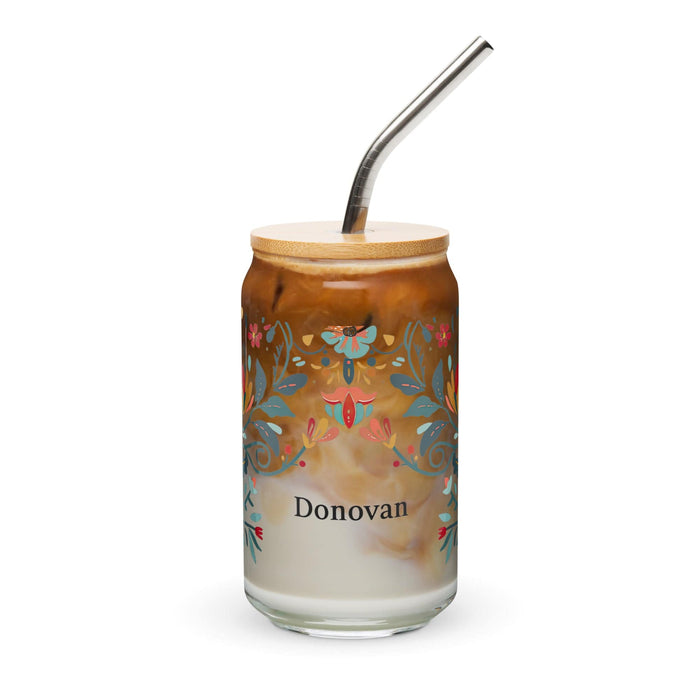 Donovan Exclusive Name Art Piece Can-Shaped Glass Home Office Work Mexican Spanish Pride Gift Cup One-Of-A-Kind Calligraphy Glass | D1 Mexicada