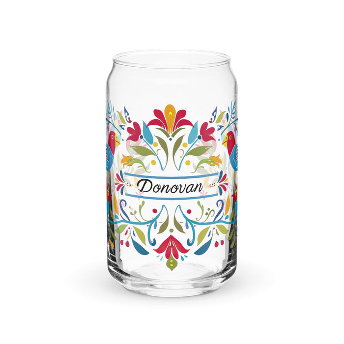 Donovan Exclusive Name Art Piece Can-Shaped Glass Home Office Work Mexican Spanish Pride Gift Cup One-Of-A-Kind Calligraphy Glass | D13 Mexicada 16 oz