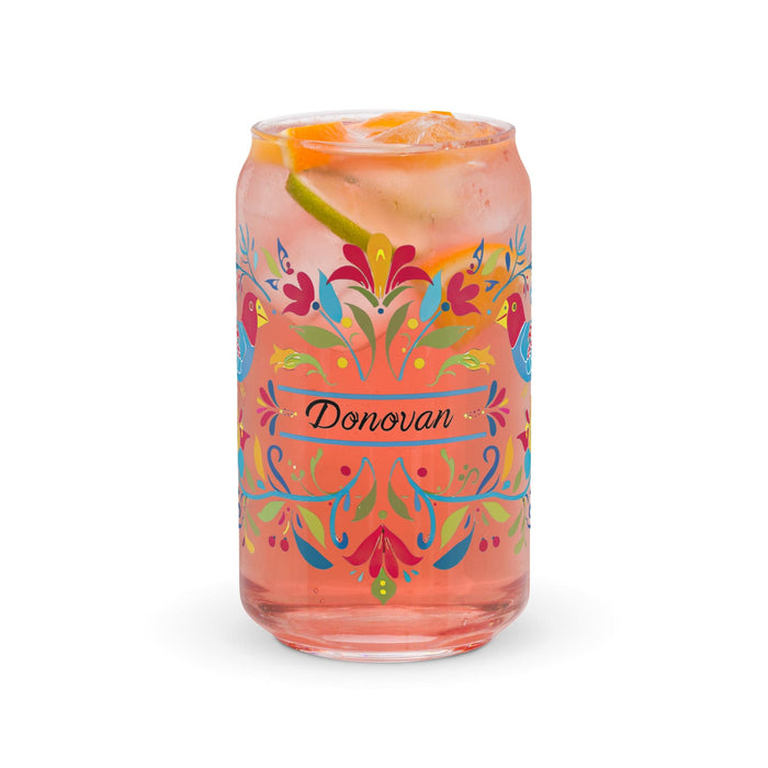 Donovan Exclusive Name Art Piece Can-Shaped Glass Home Office Work Mexican Spanish Pride Gift Cup One-Of-A-Kind Calligraphy Glass | D13 Mexicada