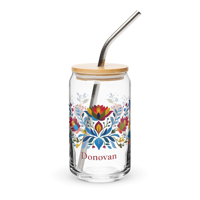 Donovan Exclusive Name Art Piece Can-Shaped Glass Home Office Work Mexican Spanish Pride Gift Cup One-Of-A-Kind Calligraphy Glass | D5 Mexicada 16 oz With Lid & Straw