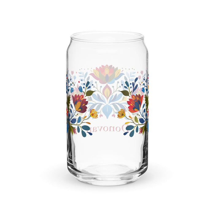 Donovan Exclusive Name Art Piece Can-Shaped Glass Home Office Work Mexican Spanish Pride Gift Cup One-Of-A-Kind Calligraphy Glass | D5 Mexicada