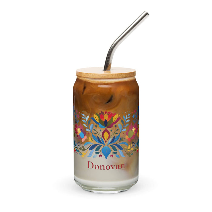 Donovan Exclusive Name Art Piece Can-Shaped Glass Home Office Work Mexican Spanish Pride Gift Cup One-Of-A-Kind Calligraphy Glass | D5 Mexicada