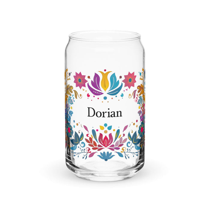 Dorian Exclusive Name Art Piece Can-Shaped Glass Home Office Work Mexican Spanish Pride Gift Cup One-Of-A-Kind Calligraphy Glass | D1 Mexicada 16 oz (No Lid No Straw)