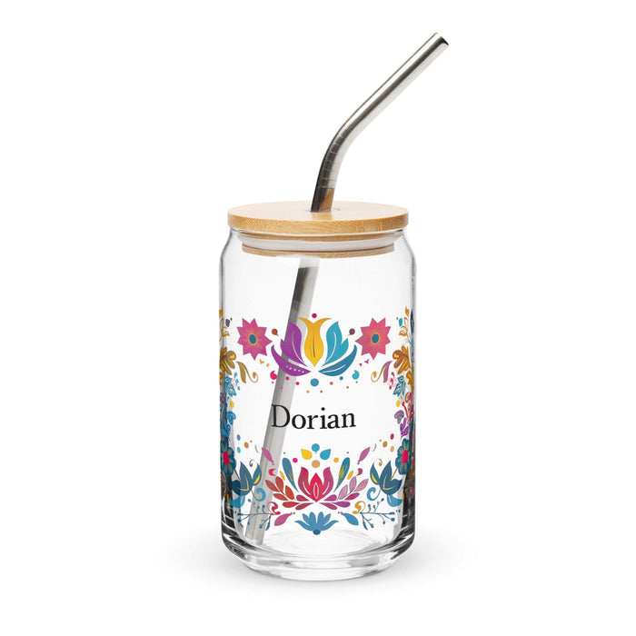 Dorian Exclusive Name Art Piece Can-Shaped Glass Home Office Work Mexican Spanish Pride Gift Cup One-Of-A-Kind Calligraphy Glass | D1 Mexicada 16 oz With Lid & Straw