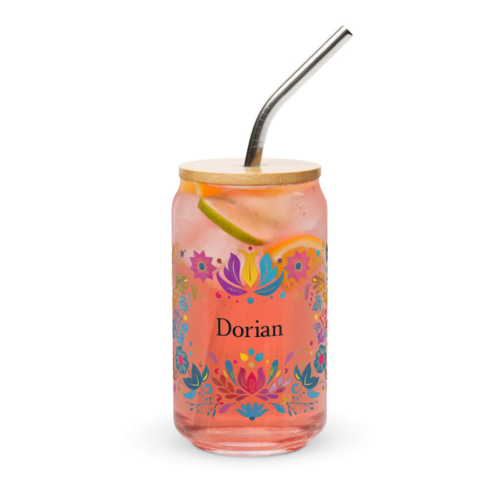 Dorian Exclusive Name Art Piece Can-Shaped Glass Home Office Work Mexican Spanish Pride Gift Cup One-Of-A-Kind Calligraphy Glass | D1 Mexicada