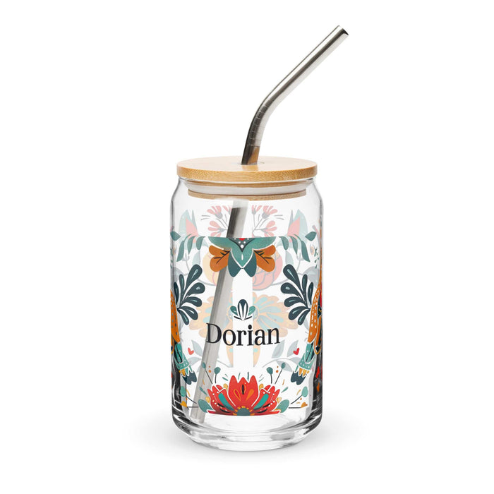 Dorian Exclusive Name Art Piece Can-Shaped Glass Home Office Work Mexican Spanish Pride Gift Cup One-Of-A-Kind Calligraphy Glass | D2 Mexicada 16 oz With Lid & Straw