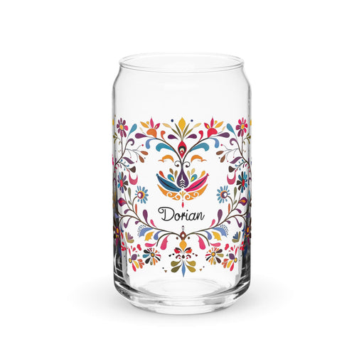 Dorian Exclusive Name Art Piece Can-Shaped Glass Home Office Work Mexican Spanish Pride Gift Cup One-Of-A-Kind Calligraphy Glass | D3 Mexicada 16 oz