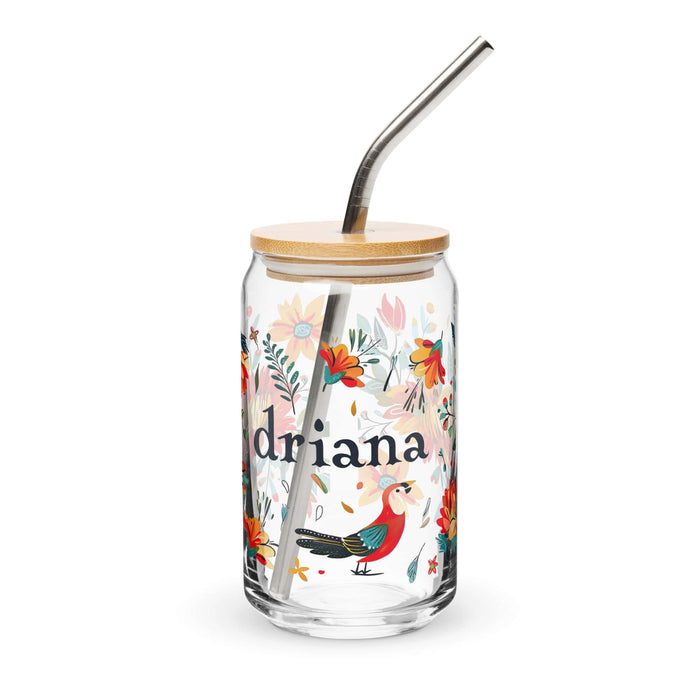 Driana Exclusive Name Art Piece Can-Shaped Glass Home Office Work Mexican Spanish Pride Gift Cup One-Of-A-Kind Calligraphy Glass | D10 Mexicada 16 oz With Lid & Straw