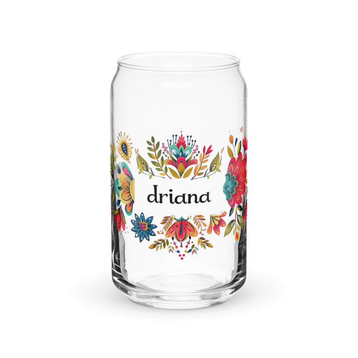 Driana Exclusive Name Art Piece Can-Shaped Glass Home Office Work Mexican Spanish Pride Gift Cup One-Of-A-Kind Calligraphy Glass | D11 Mexicada 16 oz