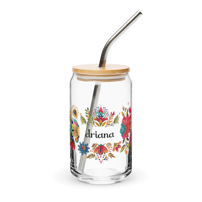 Driana Exclusive Name Art Piece Can-Shaped Glass Home Office Work Mexican Spanish Pride Gift Cup One-Of-A-Kind Calligraphy Glass | D11 Mexicada 16 oz With Lid & Straw