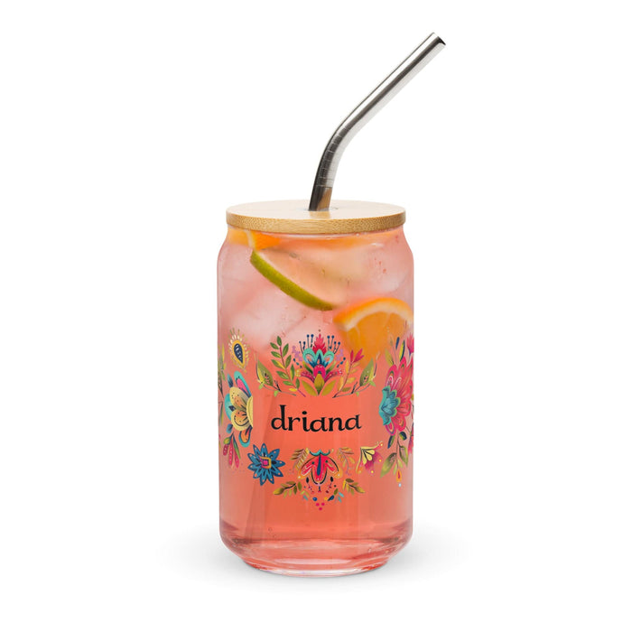 Driana Exclusive Name Art Piece Can-Shaped Glass Home Office Work Mexican Spanish Pride Gift Cup One-Of-A-Kind Calligraphy Glass | D11 Mexicada