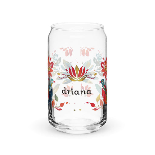 Driana Exclusive Name Art Piece Can-Shaped Glass Home Office Work Mexican Spanish Pride Gift Cup One-Of-A-Kind Calligraphy Glass | D2 Mexicada 16 oz