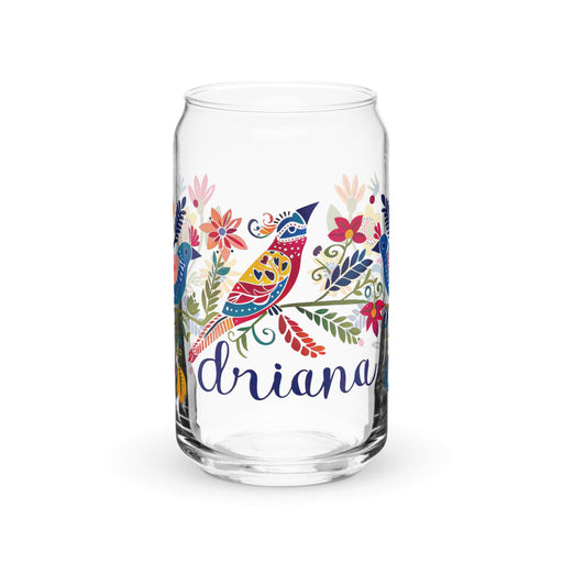 Driana Exclusive Name Art Piece Can-Shaped Glass Home Office Work Mexican Spanish Pride Gift Cup One-Of-A-Kind Calligraphy Glass | D3 Mexicada 16 oz