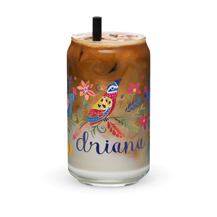 Driana Exclusive Name Art Piece Can-Shaped Glass Home Office Work Mexican Spanish Pride Gift Cup One-Of-A-Kind Calligraphy Glass | D3 Mexicada