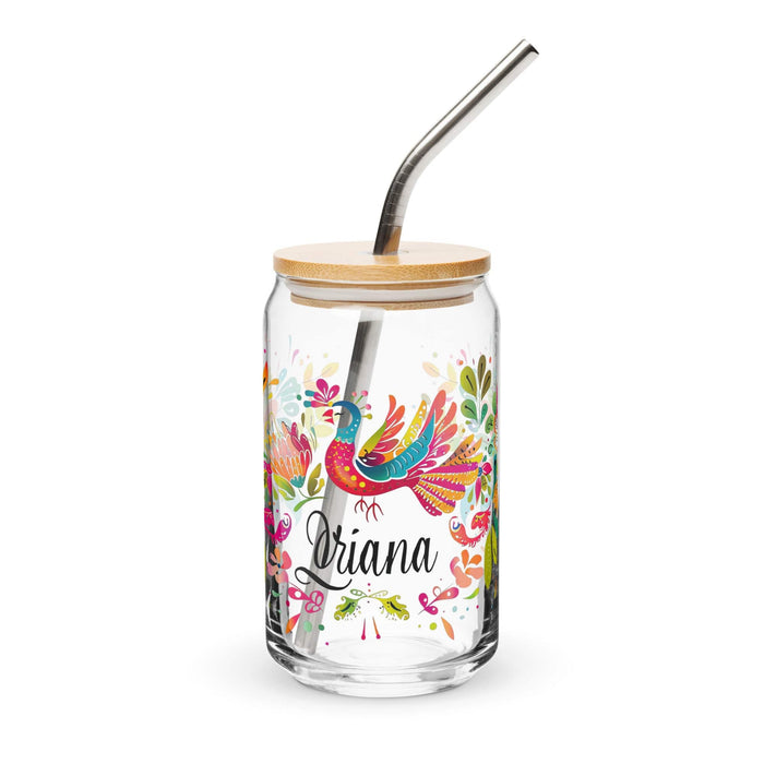 Driana Exclusive Name Art Piece Can-Shaped Glass Home Office Work Mexican Spanish Pride Gift Cup One-Of-A-Kind Calligraphy Glass | D5 Mexicada 16 oz With Lid & Straw