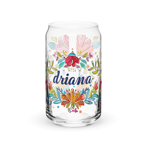 Driana Exclusive Name Art Piece Can-Shaped Glass Home Office Work Mexican Spanish Pride Gift Cup One-Of-A-Kind Calligraphy Glass | D7 Mexicada 16 oz