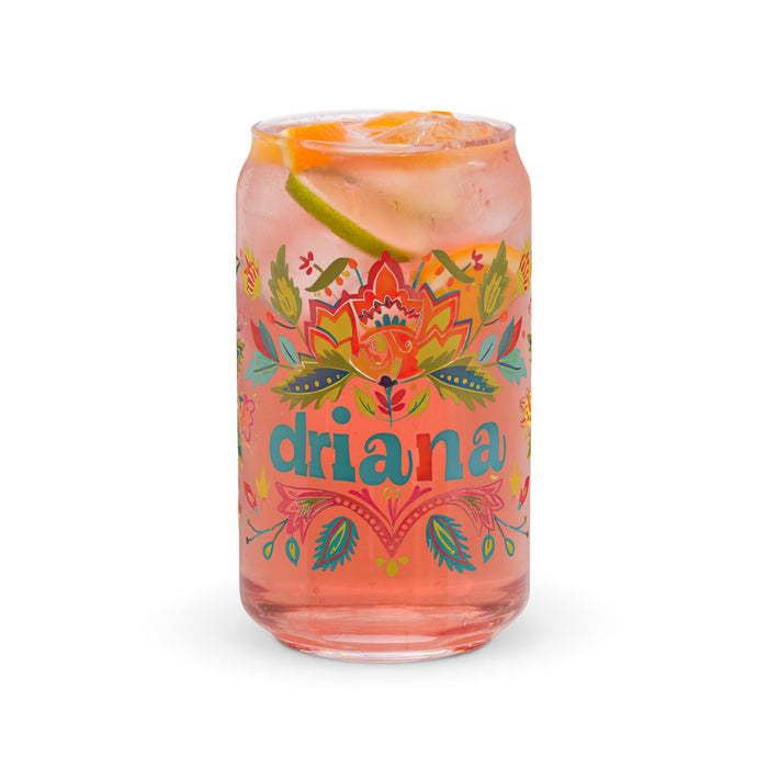 Driana Exclusive Name Art Piece Can-Shaped Glass Home Office Work Mexican Spanish Pride Gift Cup One-Of-A-Kind Calligraphy Glass | D9 Mexicada