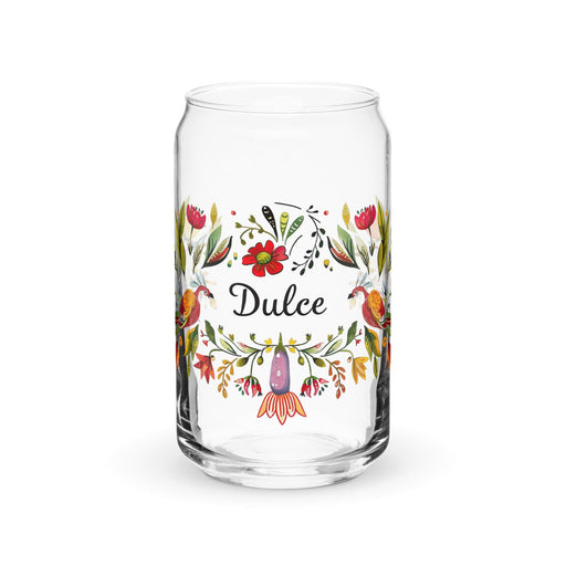 Dulce Exclusive Name Art Piece Can-Shaped Glass Home Office Work Mexican Spanish Pride Gift Cup One-Of-A-Kind Calligraphy Glass | D1 Mexicada 16 oz