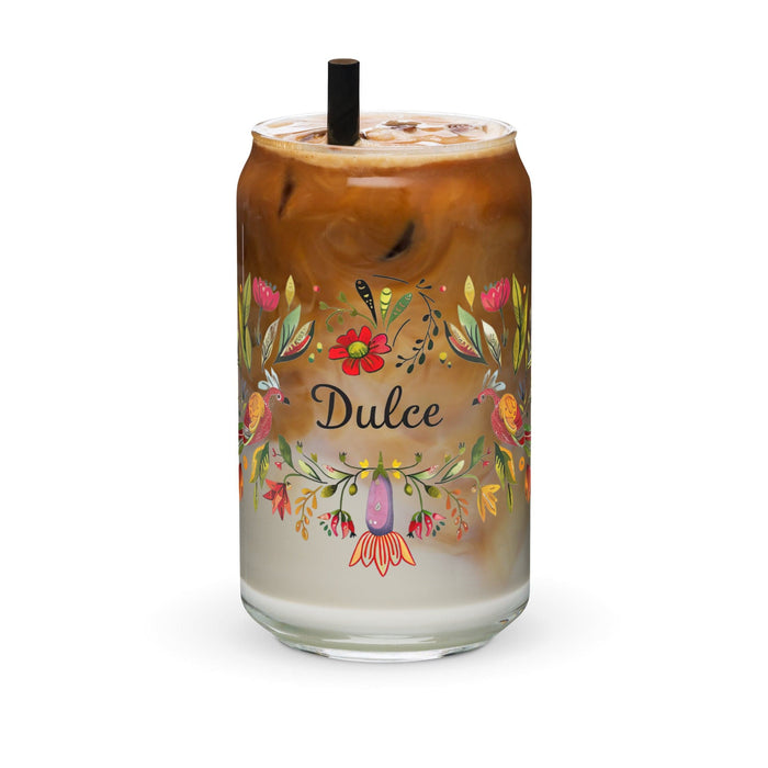 Dulce Exclusive Name Art Piece Can-Shaped Glass Home Office Work Mexican Spanish Pride Gift Cup One-Of-A-Kind Calligraphy Glass | D1 Mexicada