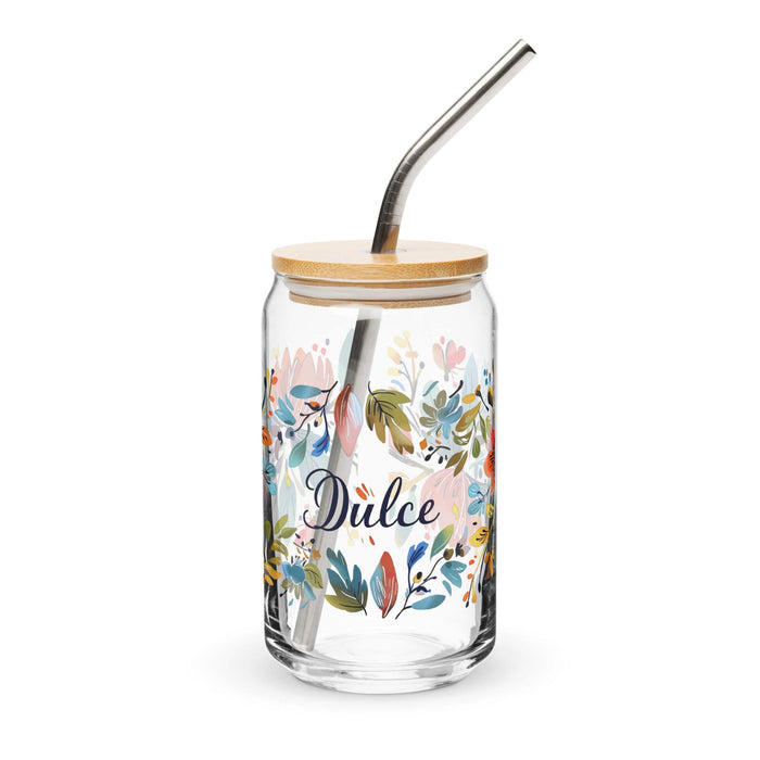 Dulce Exclusive Name Art Piece Can-Shaped Glass Home Office Work Mexican Spanish Pride Gift Cup One-Of-A-Kind Calligraphy Glass | D10 Mexicada 16 oz With Lid & Straw