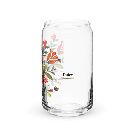 Dulce Exclusive Name Art Piece Can-Shaped Glass Home Office Work Mexican Spanish Pride Gift Cup One-Of-A-Kind Calligraphy Glass | D11 Mexicada 16 oz