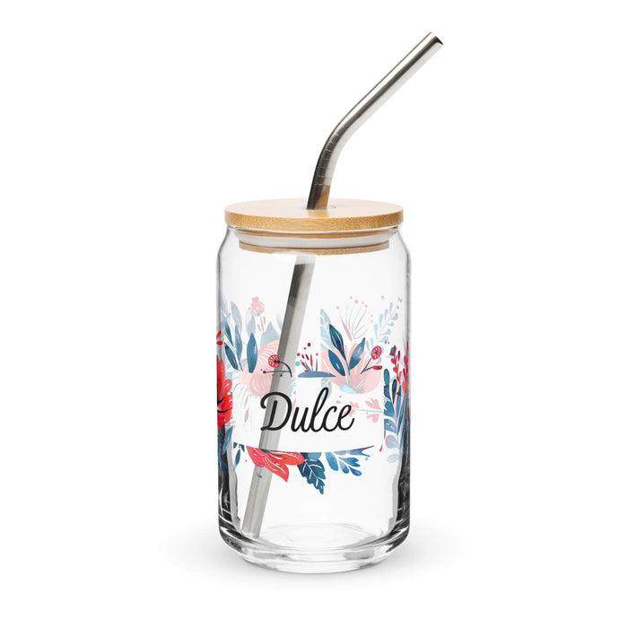 Dulce Exclusive Name Art Piece Can-Shaped Glass Home Office Work Mexican Spanish Pride Gift Cup One-Of-A-Kind Calligraphy Glass | D12 Mexicada 16 oz With Lid & Straw