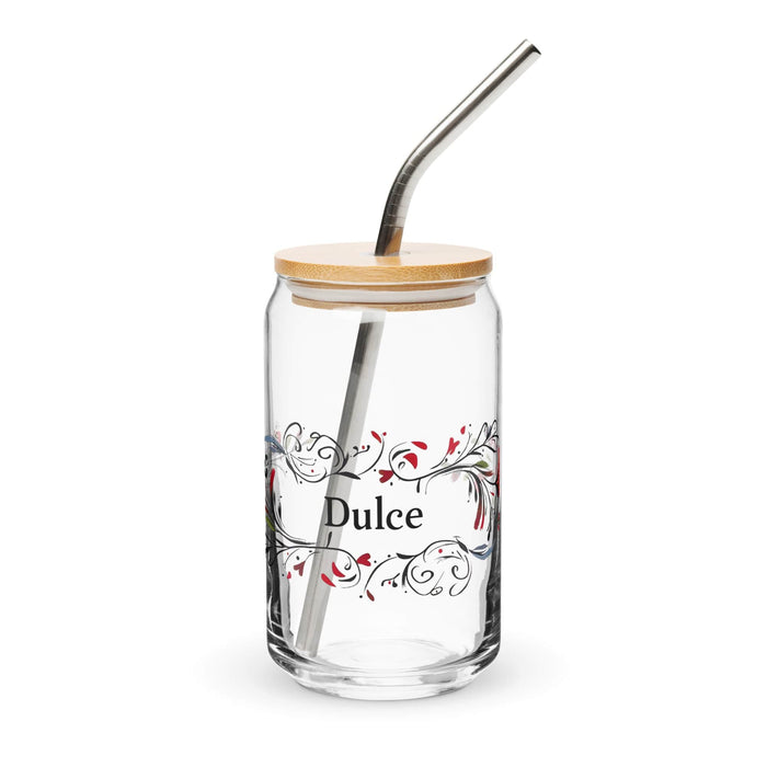 Dulce Exclusive Name Art Piece Can-Shaped Glass Home Office Work Mexican Spanish Pride Gift Cup One-Of-A-Kind Calligraphy Glass | D13 Mexicada 16 oz With Lid & Straw