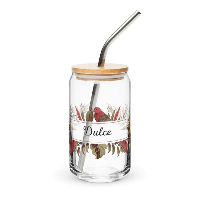 Dulce Exclusive Name Art Piece Can-Shaped Glass Home Office Work Mexican Spanish Pride Gift Cup One-Of-A-Kind Calligraphy Glass | D14 Mexicada 16 oz With Lid & Straw