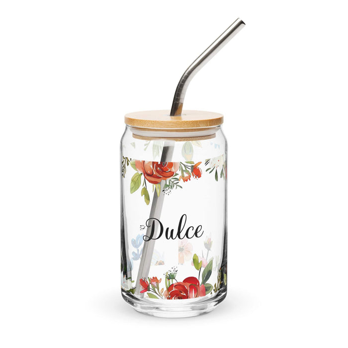 Dulce Exclusive Name Art Piece Can-Shaped Glass Home Office Work Mexican Spanish Pride Gift Cup One-Of-A-Kind Calligraphy Glass | D15 Mexicada 16 oz With Lid & Straw