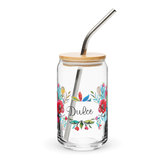 Dulce Exclusive Name Art Piece Can-Shaped Glass Home Office Work Mexican Spanish Pride Gift Cup One-Of-A-Kind Calligraphy Glass | D16 Mexicada 16 oz With Lid & Straw