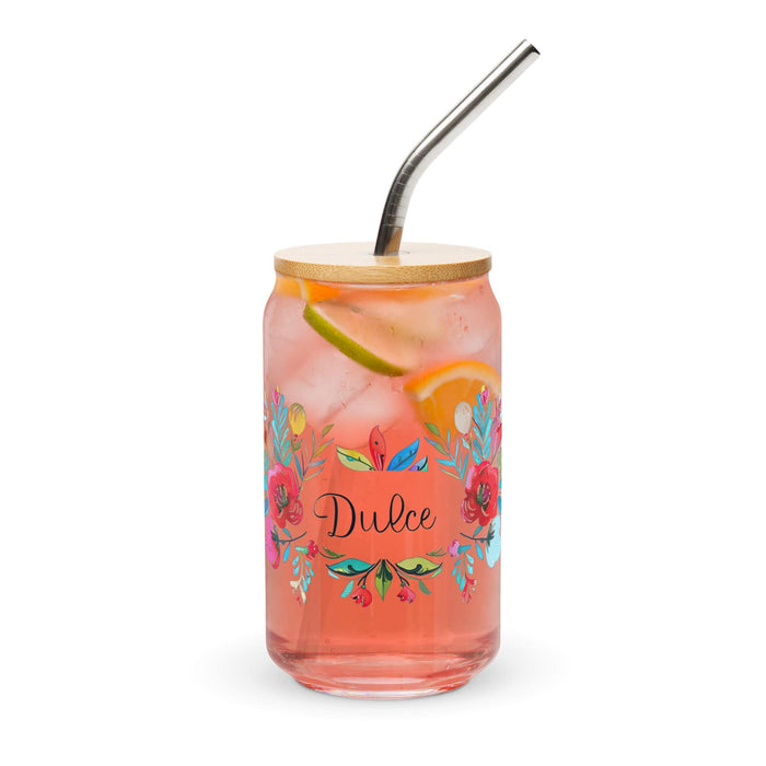 Dulce Exclusive Name Art Piece Can-Shaped Glass Home Office Work Mexican Spanish Pride Gift Cup One-Of-A-Kind Calligraphy Glass | D16 Mexicada