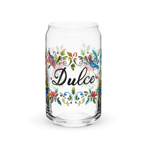 Dulce Exclusive Name Art Piece Can-Shaped Glass Home Office Work Mexican Spanish Pride Gift Cup One-Of-A-Kind Calligraphy Glass | D17 Mexicada 16 oz