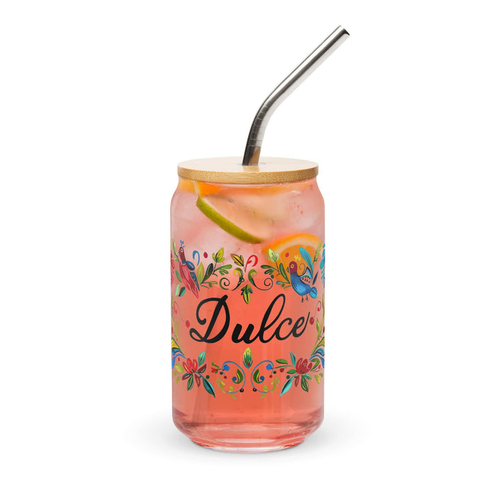 Dulce Exclusive Name Art Piece Can-Shaped Glass Home Office Work Mexican Spanish Pride Gift Cup One-Of-A-Kind Calligraphy Glass | D17 Mexicada