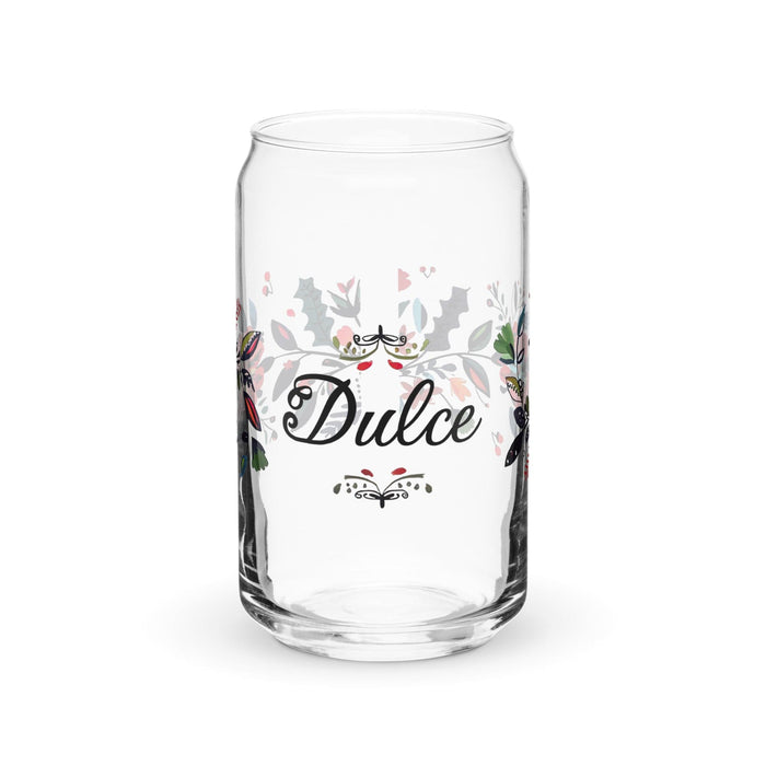 Dulce Exclusive Name Art Piece Can-Shaped Glass Home Office Work Mexican Spanish Pride Gift Cup One-Of-A-Kind Calligraphy Glass | D18 Mexicada 16 oz