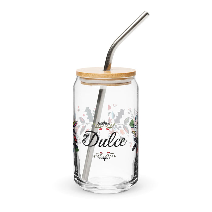 Dulce Exclusive Name Art Piece Can-Shaped Glass Home Office Work Mexican Spanish Pride Gift Cup One-Of-A-Kind Calligraphy Glass | D18 Mexicada 16 oz With Lid & Straw