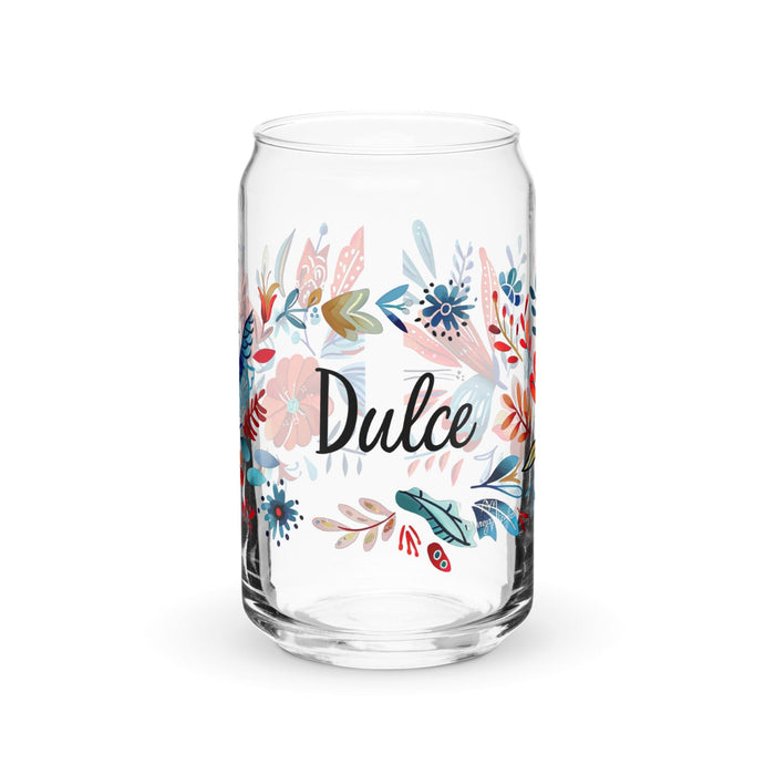 Dulce Exclusive Name Art Piece Can-Shaped Glass Home Office Work Mexican Spanish Pride Gift Cup One-Of-A-Kind Calligraphy Glass | D20 Mexicada 16 oz