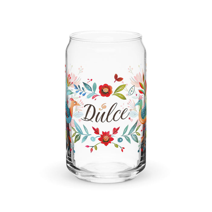 Dulce Exclusive Name Art Piece Can-Shaped Glass Home Office Work Mexican Spanish Pride Gift Cup One-Of-A-Kind Calligraphy Glass | D21 Mexicada 16 oz (No Lid No Straw)